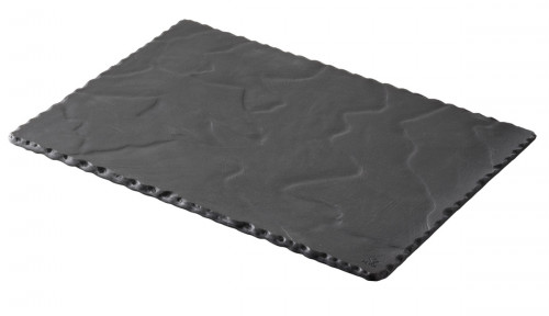 Assiette plate rectangulaire noir porcelaine culinaire 30x20 cm Basalt Revol