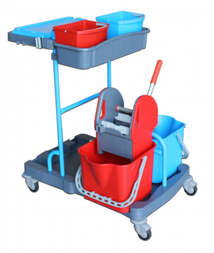 Chariot de ménage avec presse 2 seaux gris 22 L Thomas