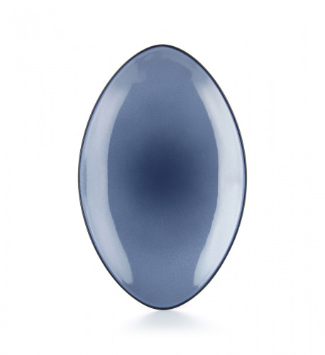 Assiette plate ovale bleu porcelaine culinaire 35x22 cm Revol