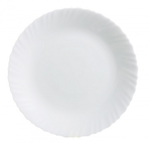 Assiette plate rond blanc verre opal Ø 25 cm Feston Luminarc