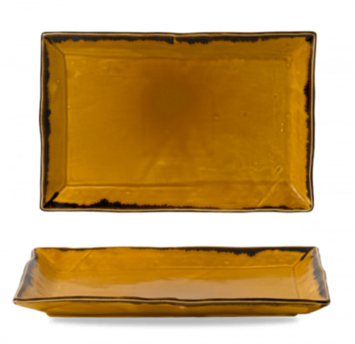 Assiette coupe plate rectangulaire jaune porcelaine vitrifiée 34,5x23,3 cm Harvest Dudson