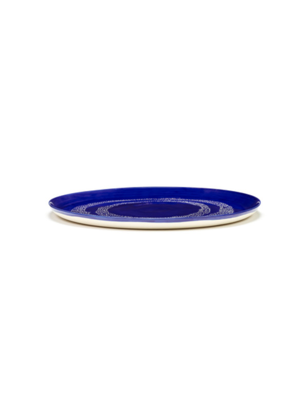 Assiette plate rond lapis lazuli swirl - points blancs grès Ø 35 cm Feast By Ottolenghi Serax