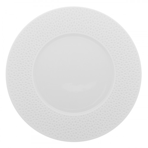 Assiette plate rond blanc en porcelaine Ø 28,5 cm 2 cm L' Perles De Rosee Blanches Degrenne