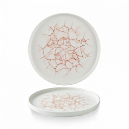 Assiette à bord droit rond Corail porcelaine vitrifiée Ø 21 cm Kintsugi Churchill