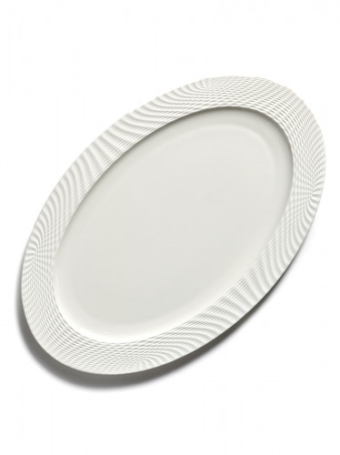 Assiette plate ovale blanc porcelaine bone china 34x22 cm Nido Serax