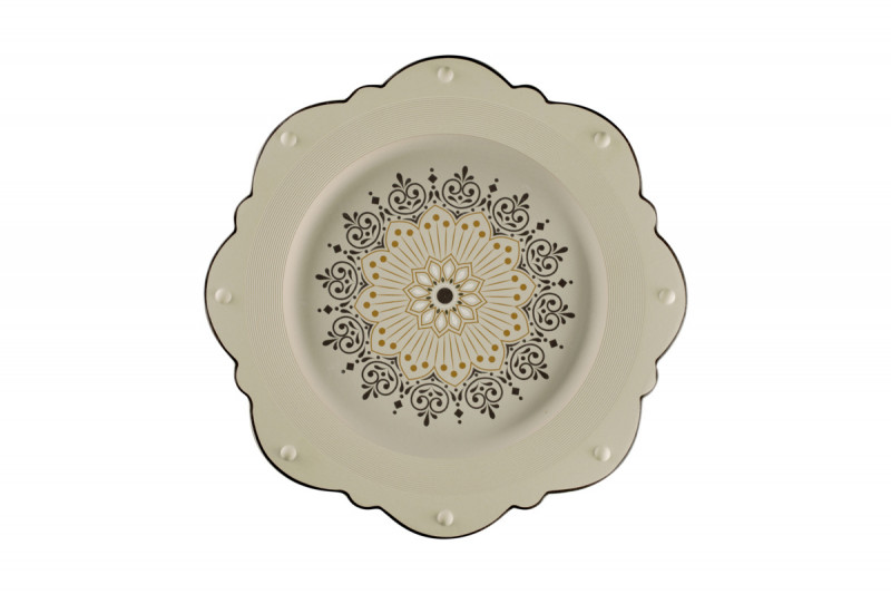 Assiette plate octogonal Argila Décor Epura porcelaine Ø 33,1 cm Earth Rak