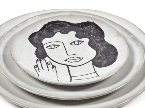 Assiette coupe plate rond écru grès émaillé 20x20 cm La Mère Serax