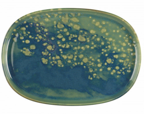 Assiette ovale bleu grès émaillé 33x22,5 cm Magic Accolade