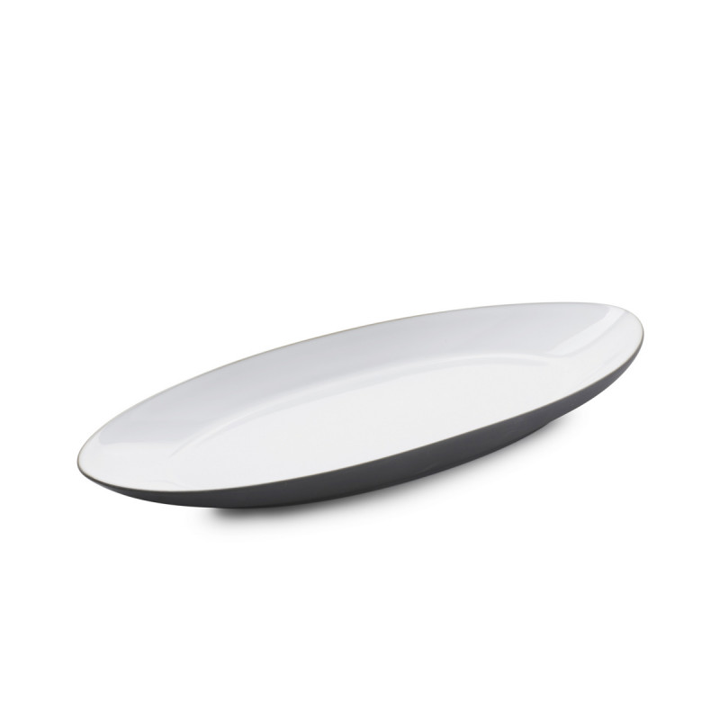 Assiette coupe à fond plat ovale blanc cumulus porcelaine 36x16 cm Equinoxe Revol