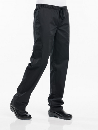 Pantalon de cuisinier noir S Baggy Chaud Devant