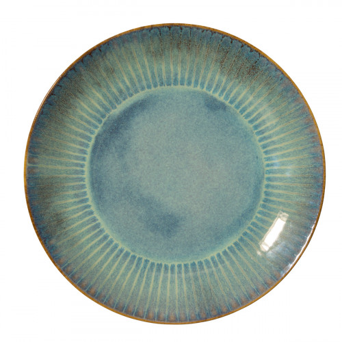 Assiette coupe plate rond bleu vert grès émaillé Ø 27 cm Lotus Accolade