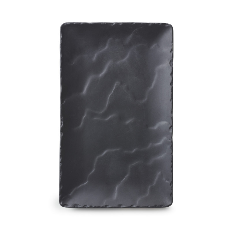 Assiette plate rectangulaire noir porcelaine culinaire 22x14 cm Basalt Revol