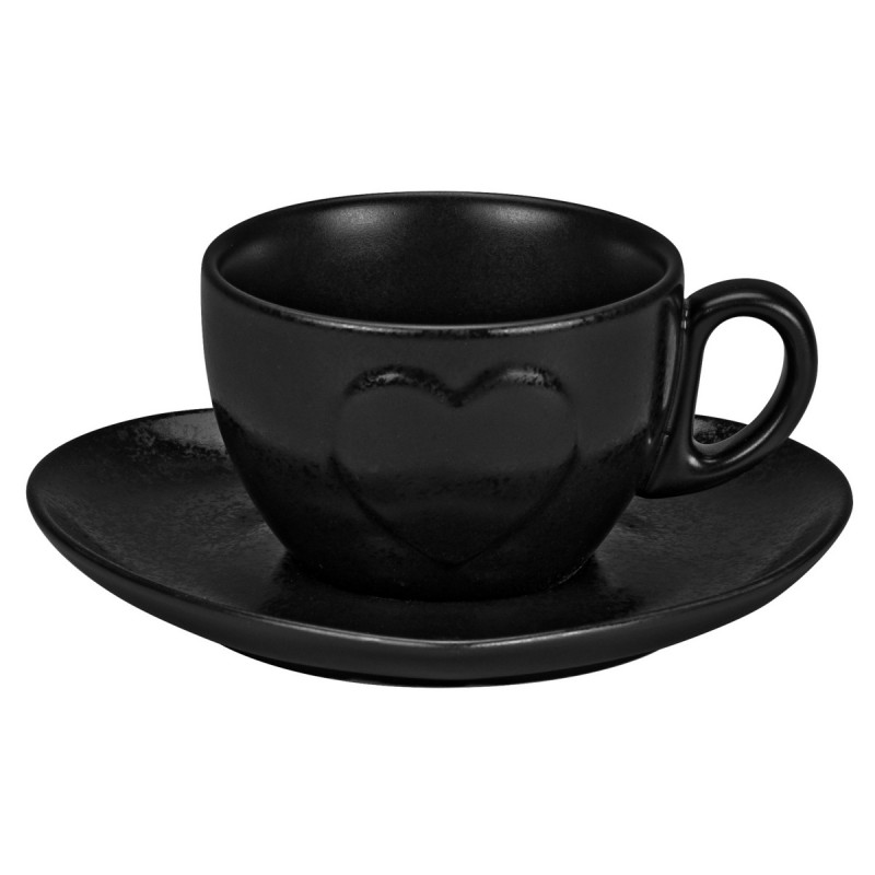 Sous tasse double empreinte noir porcelaine 16 cm Cliché Rak